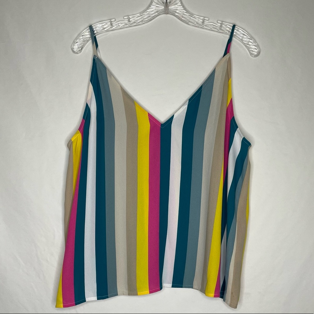 Free Press Rainbow Striped Spaghetti Strap Tank Top